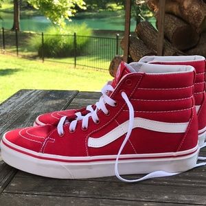 Red Hightop Vans/ Size 10 Woman’s US-Size 8 Men’s